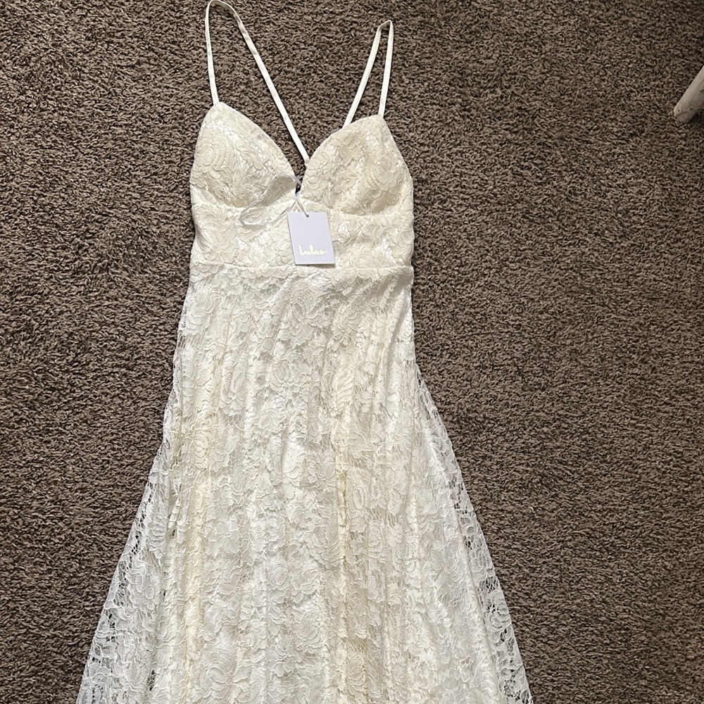 Lulu's Cream Spaghetti Strap Sundress for Brides